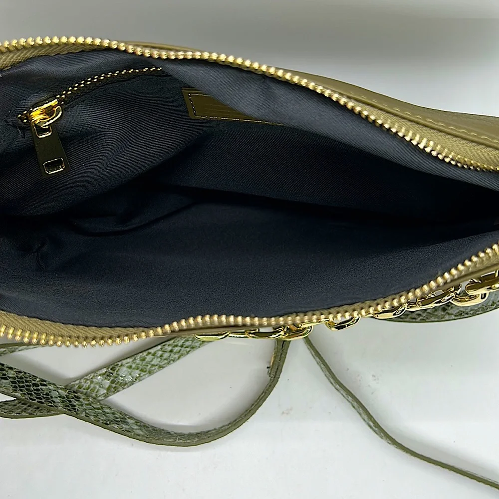 Valentina Fiore Beautiful Olive Green Leather Crossbody Bag Purse 👜 👜 - Picture 4 of 5